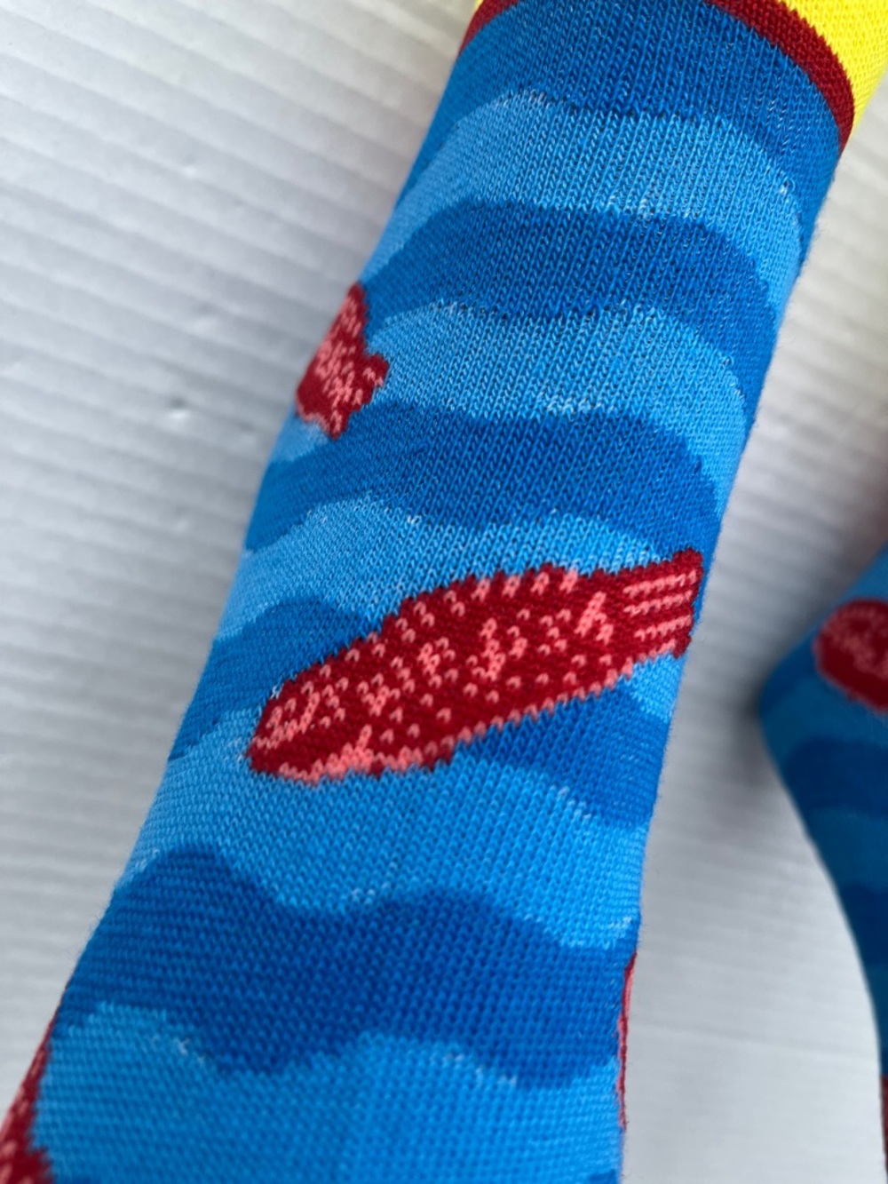 Swedish Fish Yellow & Blue Novelty Crew Socks - Picture 6 of 7